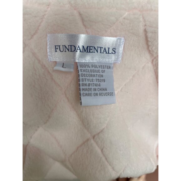 Quilted Pink Embroidered Housecoat By Fundamentals Size L 100% Polyester 3/4 Sle - Picture 5 of 8